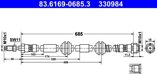 ATE 83.6169-0685.3 - Jarruletku inparts.fi