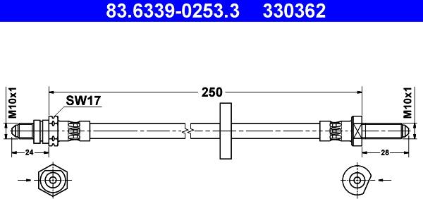 ATE 83.6339-0253.3 - Jarruletku inparts.fi