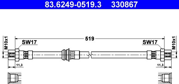 ATE 83.6249-0519.3 - Jarruletku inparts.fi