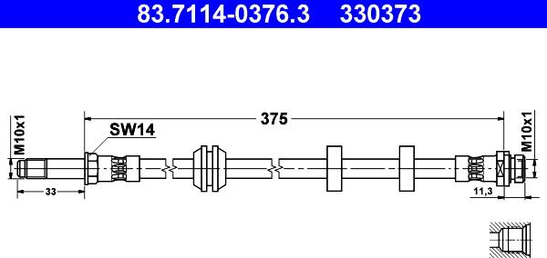 ATE 83.7114-0376.3 - Jarruletku inparts.fi