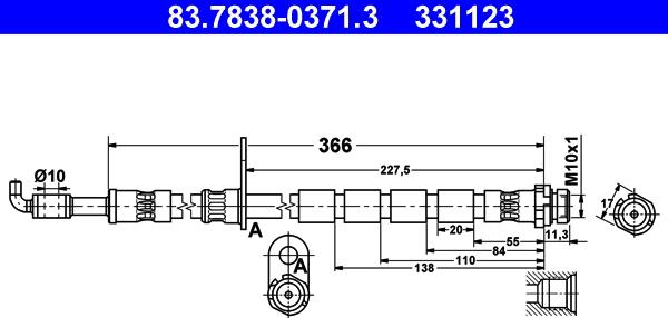 ATE 83.7838-0371.3 - Jarruletku inparts.fi