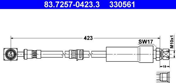 ATE 83.7257-0423.3 - Jarruletku inparts.fi