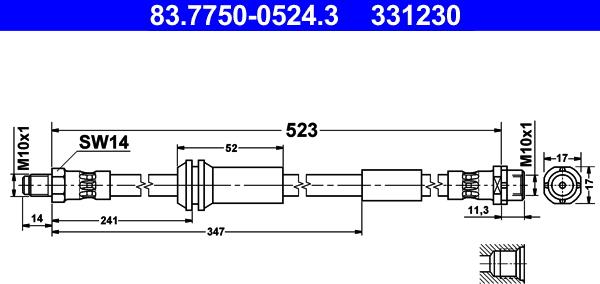 ATE 83.7750-0524.3 - Jarruletku inparts.fi