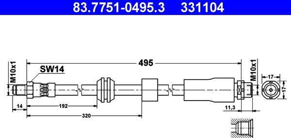 ATE 83.7751-0495.3 - Jarruletku inparts.fi