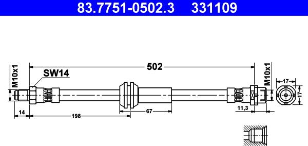 ATE 83.7751-0502.3 - Jarruletku inparts.fi