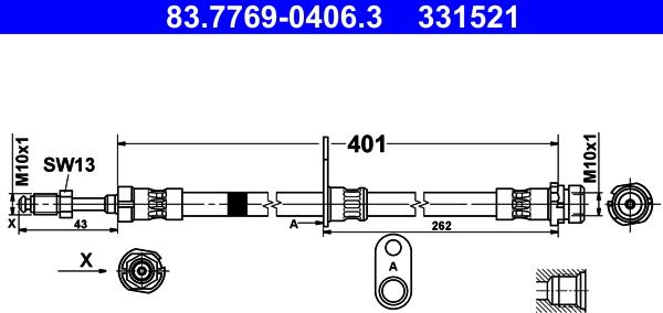 ATE 83.7769-0406.3 - Jarruletku inparts.fi