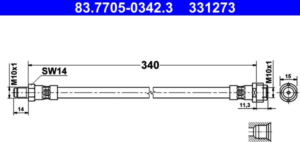 ATE 83.7705-0342.3 - Jarruletku inparts.fi