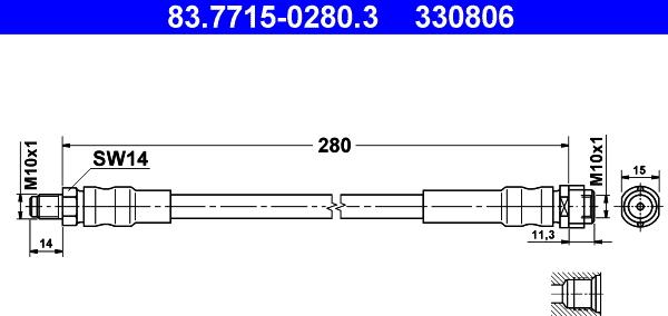 ATE 83.7715-0280.3 - Jarruletku inparts.fi