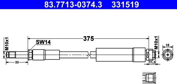 ATE 83.7713-0374.3 - Jarruletku inparts.fi