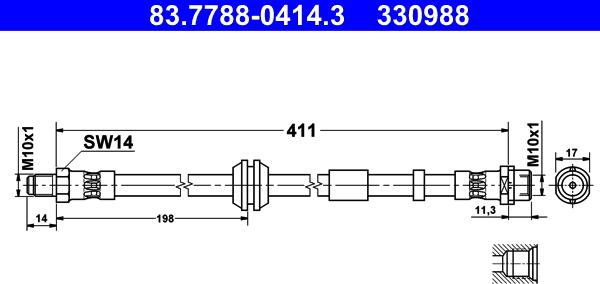 ATE 83.7788-0414.3 - Jarruletku inparts.fi