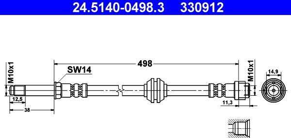 ATE 24.5140-0498.3 - Jarruletku inparts.fi