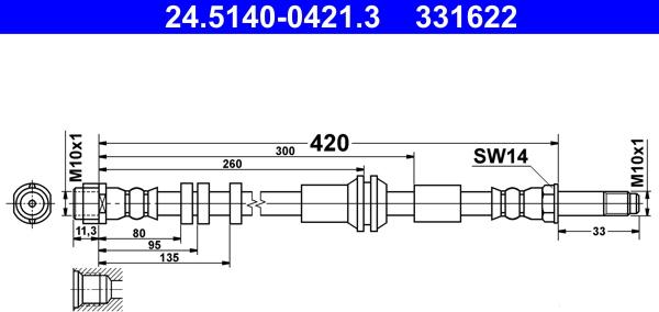 ATE 24.5140-0421.3 - Jarruletku inparts.fi