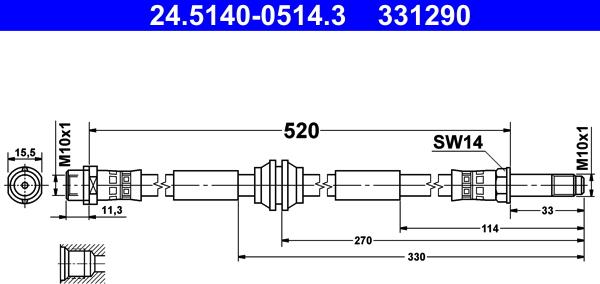 ATE 24.5140-0514.3 - Jarruletku inparts.fi