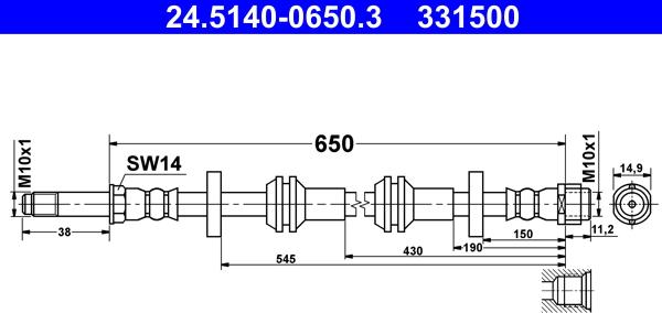 ATE 24.5140-0650.3 - Jarruletku inparts.fi