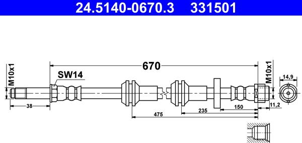 ATE 24.5140-0670.3 - Jarruletku inparts.fi