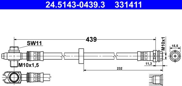 ATE 24.5143-0439.3 - Jarruletku inparts.fi