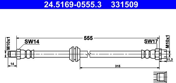 ATE 24.5169-0555.3 - Jarruletku inparts.fi