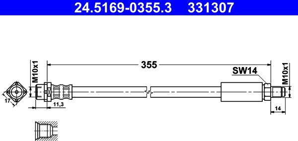 ATE 24.5169-0355.3 - Jarruletku inparts.fi