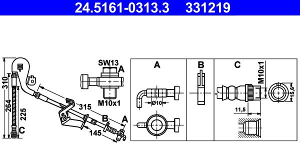 ATE 24.5161-0313.3 - Jarruletku inparts.fi