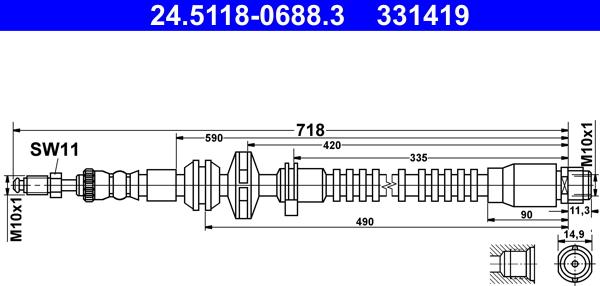 ATE 24.5118-0688.3 - Jarruletku inparts.fi