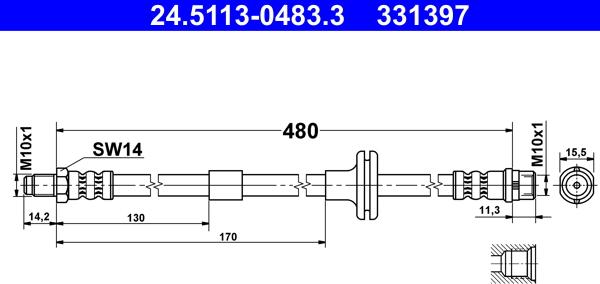 ATE 24.5113-0483.3 - Jarruletku inparts.fi