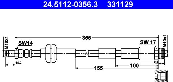 ATE 24.5112-0356.3 - Jarruletku inparts.fi