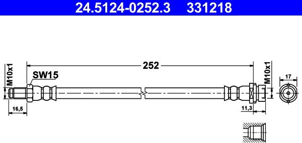 ATE 24.5124-0252.3 - Jarruletku inparts.fi