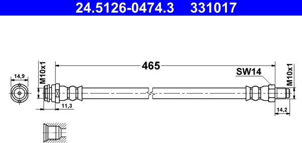 ATE 24.5126-0474.3 - Jarruletku inparts.fi