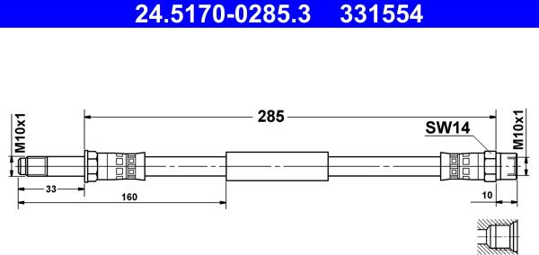 ATE 24.5170-0285.3 - Jarruletku inparts.fi