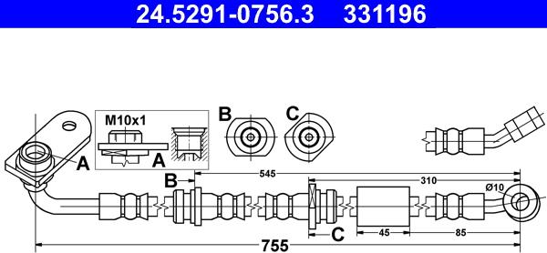 ATE 24.5291-0756.3 - Jarruletku inparts.fi