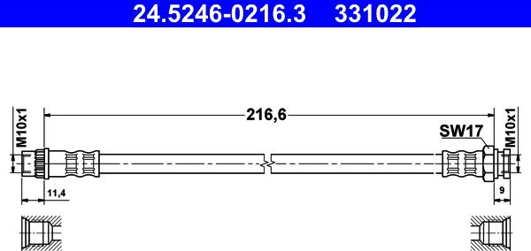 ATE 24.5246-0216.3 - Jarruletku inparts.fi