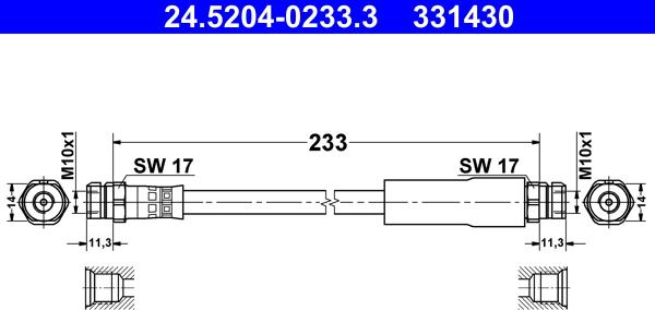 ATE 24.5204-0233.3 - Jarruletku inparts.fi