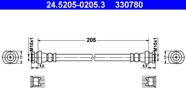 ATE 24.5205-0205.3 - Jarruletku inparts.fi