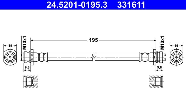 ATE 24.5201-0195.3 - Jarruletku inparts.fi