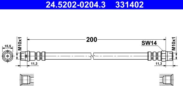 ATE 24.5202-0204.3 - Jarruletku inparts.fi