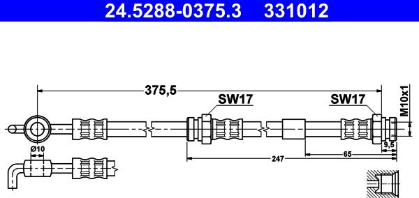 ATE 24.5288-0375.3 - Jarruletku inparts.fi