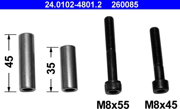 ATE 24.0102-4801.2 - Ohjainhylsysarja, jarrusatula inparts.fi