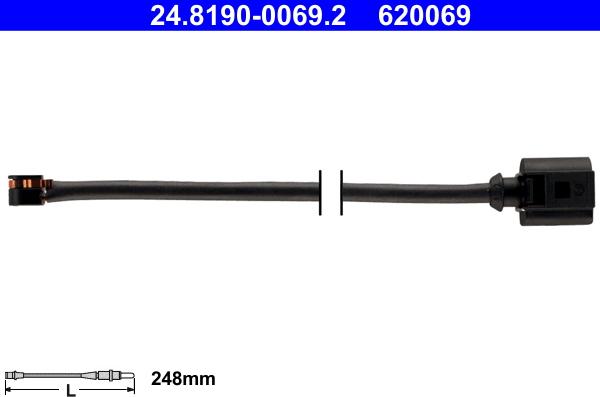 ATE 24.8190-0069.2 - Kulumisenilmaisin, jarrupala inparts.fi