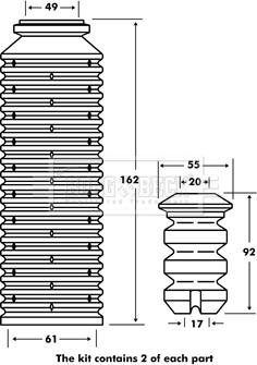 Borg & Beck BPK7049 - Pölysuojasarja, iskunvaimennin inparts.fi