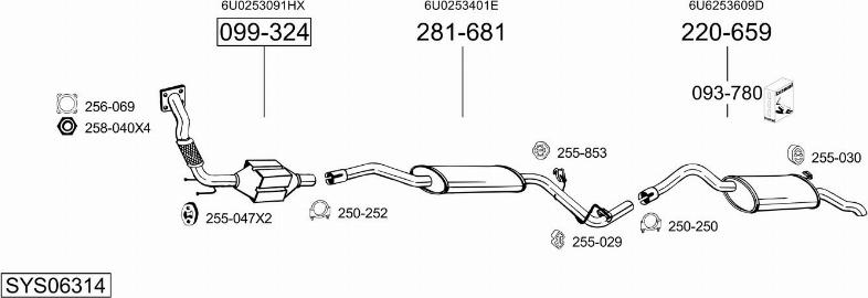 Bosal SYS06314 - Pakoputkisto inparts.fi