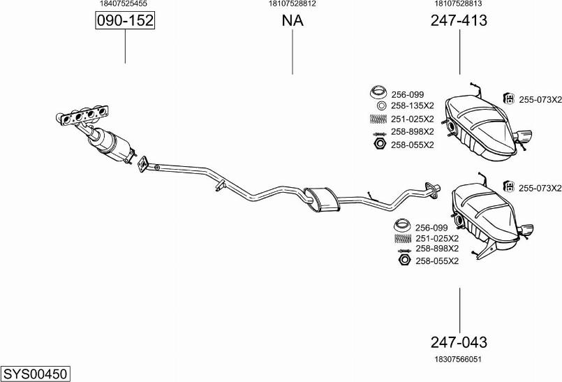 Bosal SYS00450 - Pakoputkisto inparts.fi