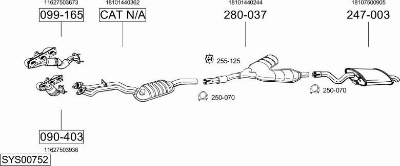 Bosal SYS00752 - Pakoputkisto inparts.fi