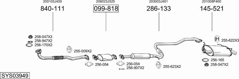 Bosal SYS03949 - Pakoputkisto inparts.fi