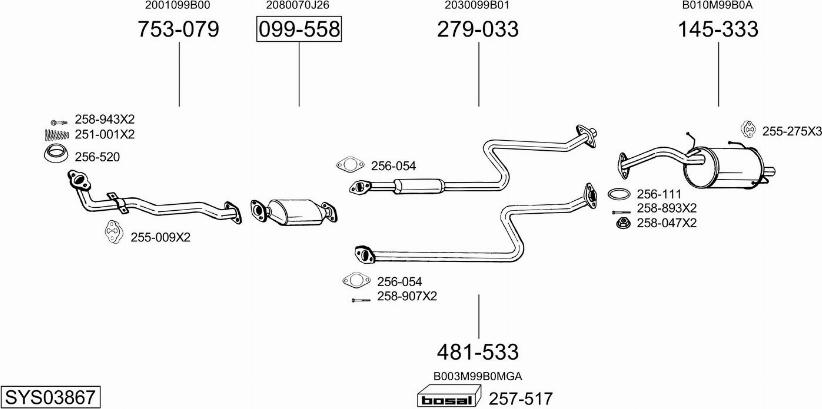 Bosal SYS03867 - Pakoputkisto inparts.fi