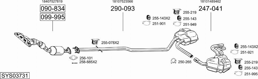 Bosal SYS03731 - Pakoputkisto inparts.fi