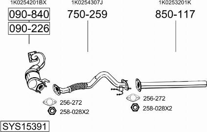 Bosal SYS15391 - Pakoputkisto inparts.fi