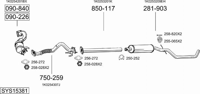 Bosal SYS15381 - Pakoputkisto inparts.fi