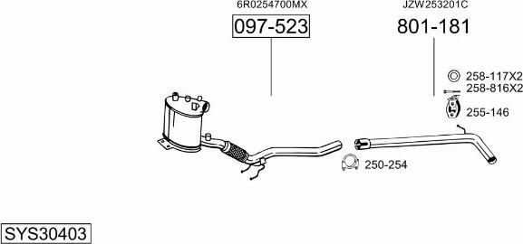 Bosal SYS30403 - Pakoputkisto inparts.fi