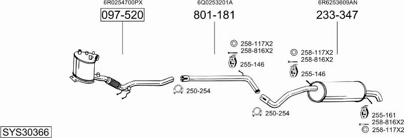 Bosal SYS30366 - Pakoputkisto inparts.fi