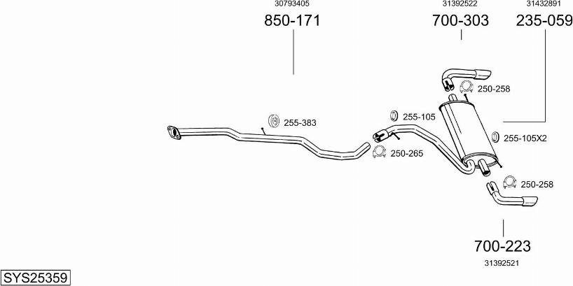 Bosal SYS25359 - Pakoputkisto inparts.fi